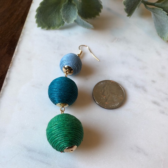 The Molly - Blue/Green 3-Drop Statement Earring - Picture 3 of 3